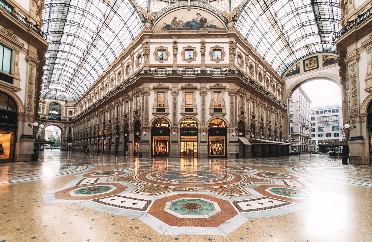Galleria Vittorio Emanuele II at Night in Milan, Italy