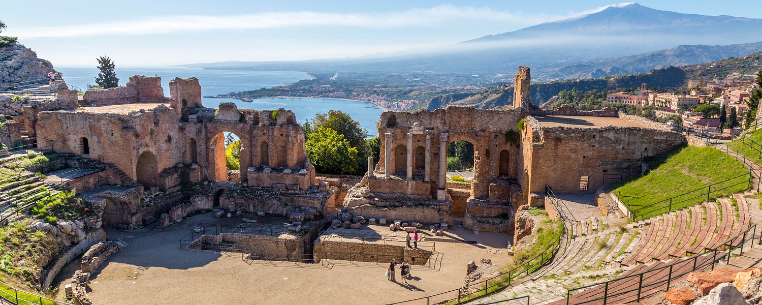 Ruins of the ancient greek theater of Taormina, Sicily