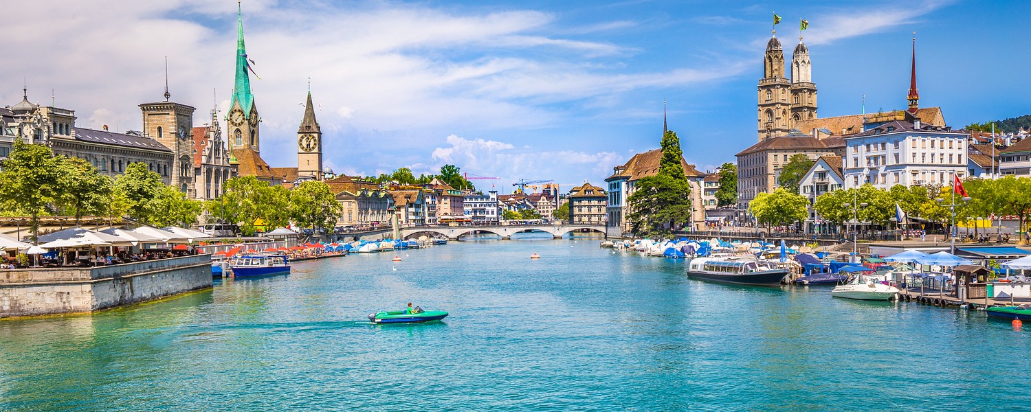 Panoramic view of historic Zurich city center