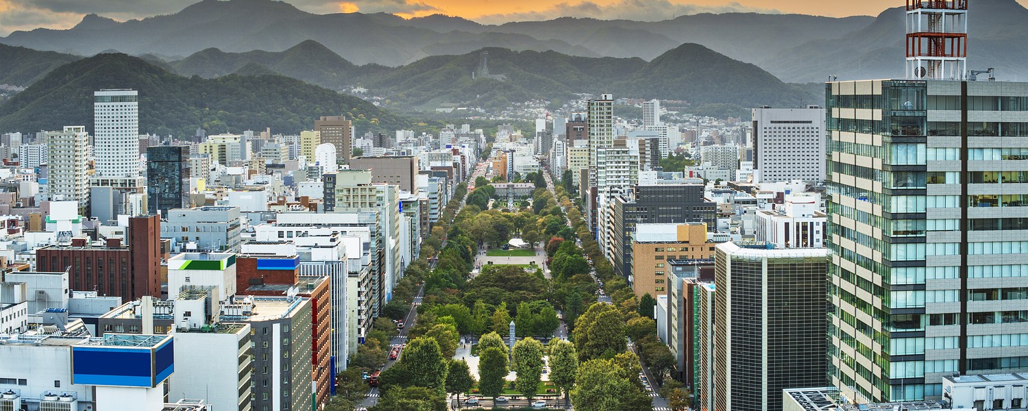 Cityscape of Sapporo, Japan at odori Park.